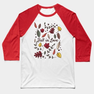 Autumn leaves pattern - Fall in Love Baseball T-Shirt